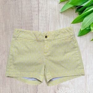 Banana Republic Shorts Women's Size 2 Yellow White Abstract Casual Zip Up